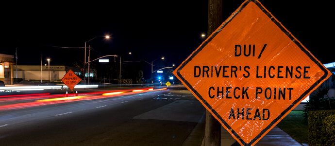 A DUI checkpoint, drunk driving