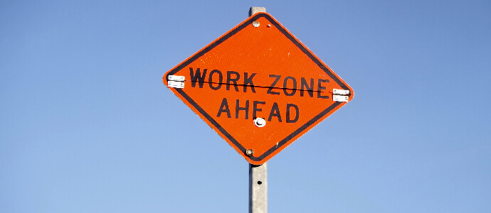 Sign work zone ahead