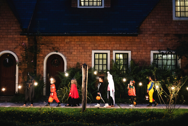 Trick or treaters outside