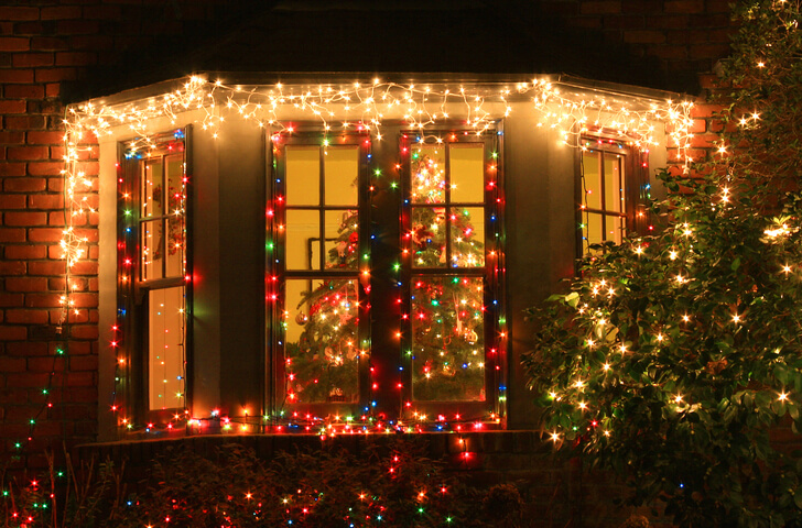 Christmas lights on house