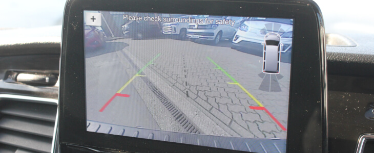 Backup camera screen in a car